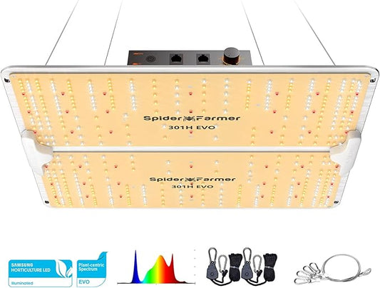SPIDER FARMER SF2000Pro, Samsung LM301H EVO Led Grow Light, Full Spectrum Plant Grow Light, Dimmable & High Efficiency & Deeper Penetration Lamps for Seed Starting Vegetables Bloom in 3x3 Grow Tent