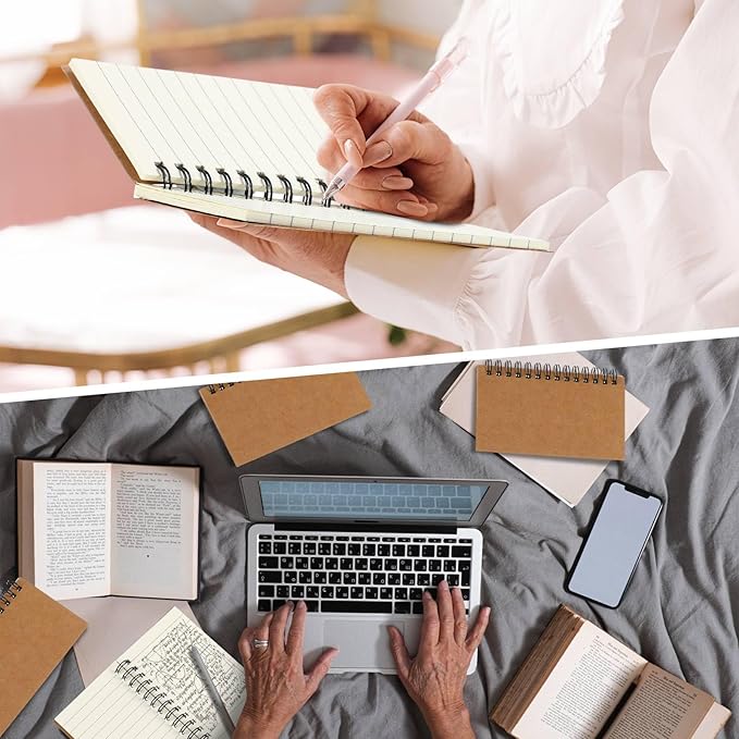 Jutom 18 Pcs Small Spiral Notebooks Memo Pads 3x5 Bulk Small Pocket Notebooks Mini Notepads with Lined Pages Mini Journals for Office Back to School Work Writing Supplies, 120 Pages (Kraft Color)