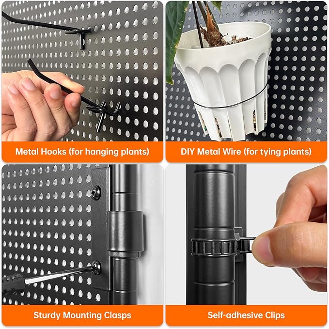 Bstrip Indoor Greenhouse with Grow Light & 4 Pegboard, Mini Green House with Adjustable Rack and Wheels, 4 x 24W Full Spectrum Grow Light Strip for Foliage Plants, Seedling, 35.4"x13.8"x71"