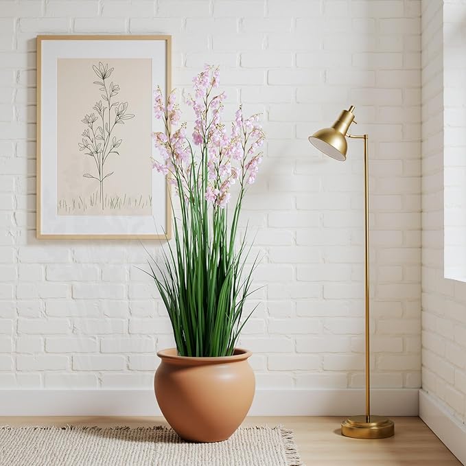 Green Onions Home Decor Fake Plants Lily of The Valley Snake Plant Home DéCor Accents Artificial Grass Room Decor Artificial Plants Indoor Artificial Grass 47" 2PCS（Pink）