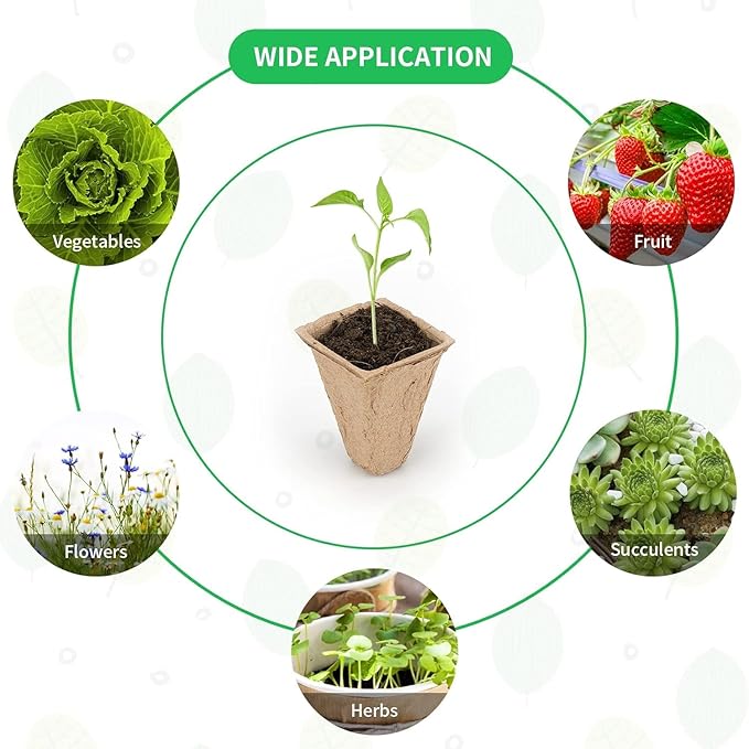 120Cells Seed Starter Tray Kit, Biodegradable Peat Pots for Seedlings Trays, Plant Starter Seed Germination Kit