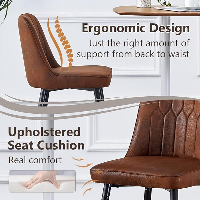 Counter Height Bar Stools Set of 2,Modern Bar Stools Set of 2,Brown Faux Leather Barstools with Back and Footrest,27" Bar Chairs for Kitchen Island,Cafe,Pub,Bar,Dining Room,Hold Up to 500 LBS