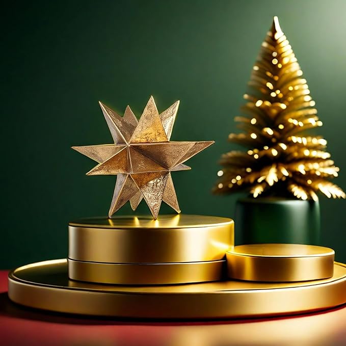 Braxio Modern Style Indoor Home Decor - Resin Gold Multi-Angle Stars Abstract Geometric Sculpture for Living Room Office Desk Bookshelf Table Decor Home Decorations 7 * 7 * 6 Inch