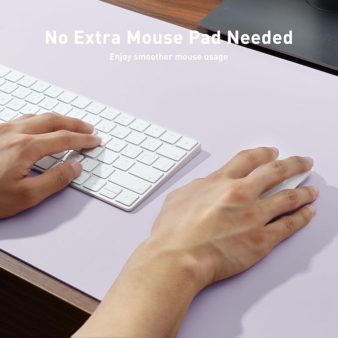 Aothia Large PU Leather Desk Pad Protector – Non-Slip Mouse Pad & Writing Mat for Office/Home, Waterproof, Easy to Clean (36" x 17", Soft Lavender)
