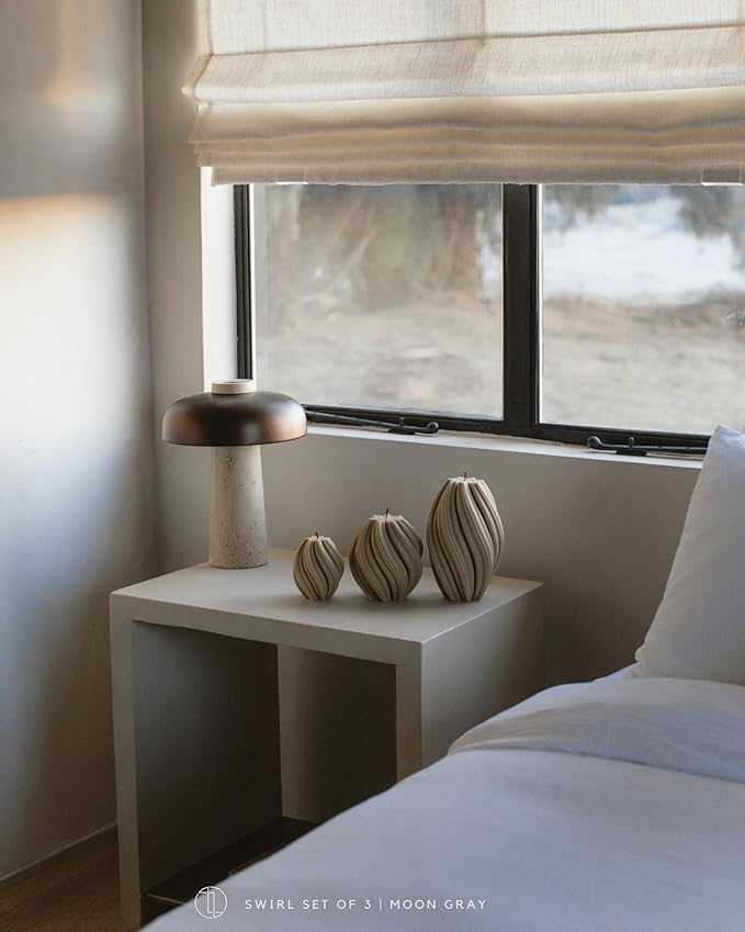 LAWA Swirl Candle - Large Beautiful Handmade Pillar Scented Soy Wax Twirl Elegant Bubble Aesthetic Candle Housewarming Gift Home Room Shelf Decor Idea Spiral Moon Gray (Large)