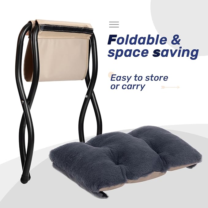 HollyHOME Fabric Lazy Chair with Foldable Ottoman, Accent Comfy Lounge Arm Chair and Folding Footrest Stool Set, Leisure Sofa Reading Chair and Footstool for Living Room, Bedroom, Dorm, Navy Blue