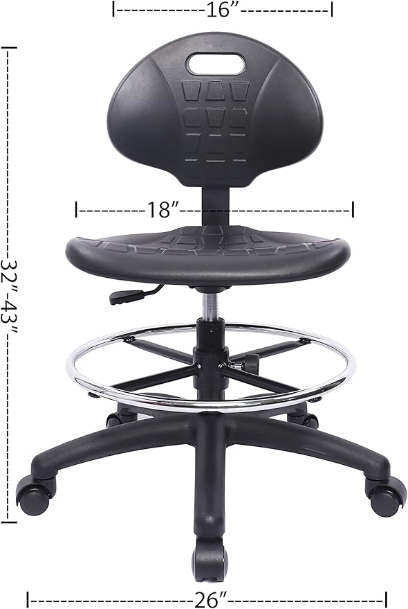 Chair Master - ESD Anti Static Ergonomic Polyurethane Chair Adjustable Height Heavy Duty Easy to Clean for Research, Laboratory and Cleanroom (.Standard Casters, Medium Chair)