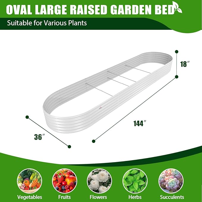 A ANLEOLIFE 3-Pack 12X3X1.5ft & 81x81x18 in Deep Root Galvanized Raised Garden Beds Outdoor for Planting Vegetables Flowers Herb, Antique White