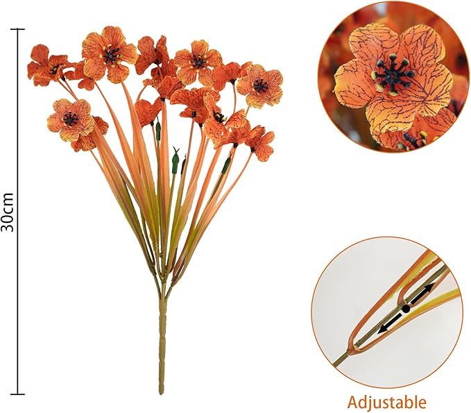 Krissing 48 Bundles Artificial Fall Flowers for Outdoors, UV Resistant Fake Outdoor Silk Flowers Plants Fall Faux Autumn Flowers for Garden Porch Window Box Fall Outside Decor