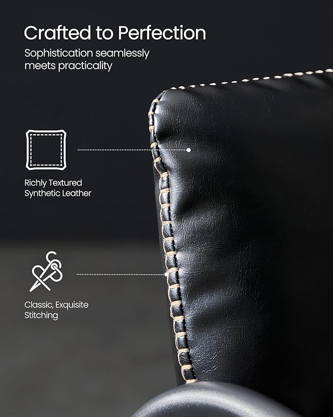 VASAGLE EKHO Collection - Accent Chair, Metal Framed Armchair, Synthetic Leather with Stitching, Mid-Century Modern, Sling Chair for Living, Bedroom, Reading Room, Lounge, Ink Black ULAC014B01