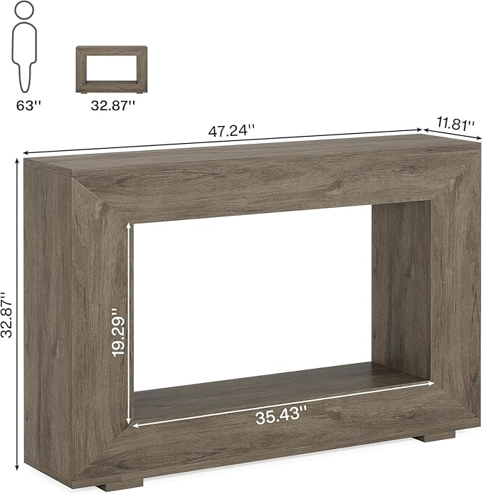 Tribesigns Farmhouse Console Table, 47 Inches Entryway Console Table with Storage, Industrial Hallway Accent Table for Living Room, Entrance