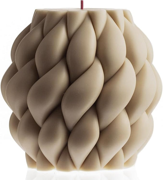 LAWA Knot Ball Candle - Large Beautiful Handmade Pillar Scented Soy Wax Elegant Bubble Aesthetic Candle Housewarming Gift Home Room Shelf Decor Idea Moon Gray