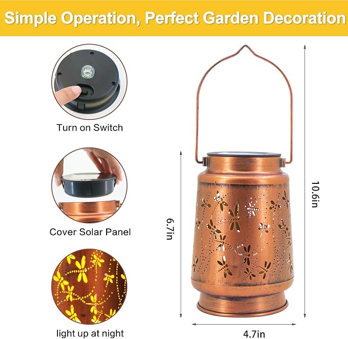 Christmas Gifts for Women, 4 Pack Dragonfly Birthday Gifts for Women Mom Grandma Solar Lanterns Outdoor Waterproof Garden Decor Hanging LED Decorative Light for Patio Yard Lawn Gardening Gifts