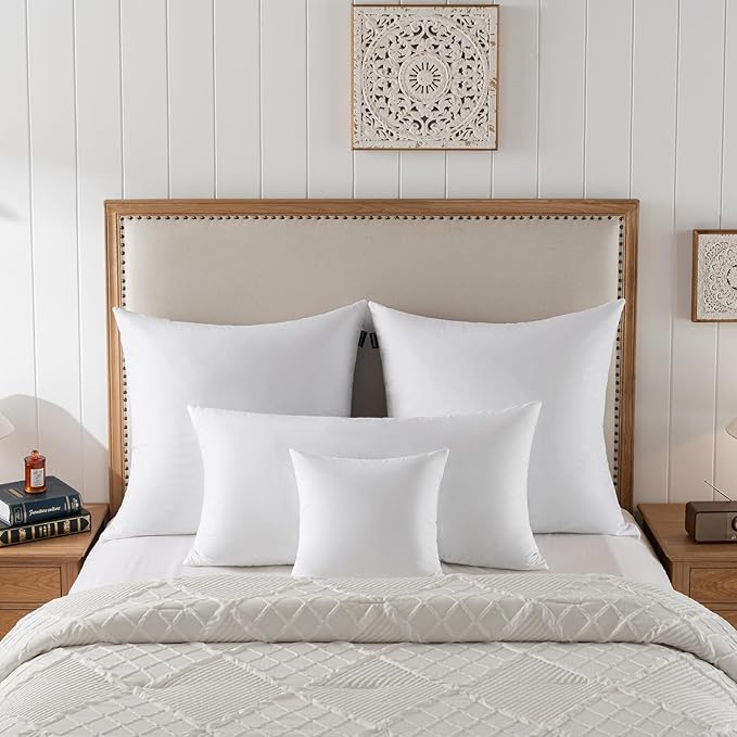 Goose Feathers and Down Pillows, Cotton Cover, Bed Sleeping Hotel Collection Pillows,Set of 2, Queen Size 20x28