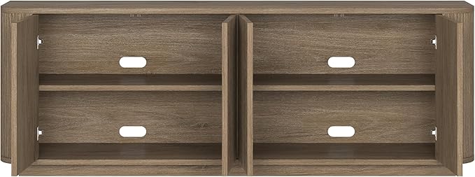 Henn&Hart Rectangular TV Stand for TV's up to 75" in Weathered Gray, for Home, Living Room, Bedroom, Entertainment Room, Office