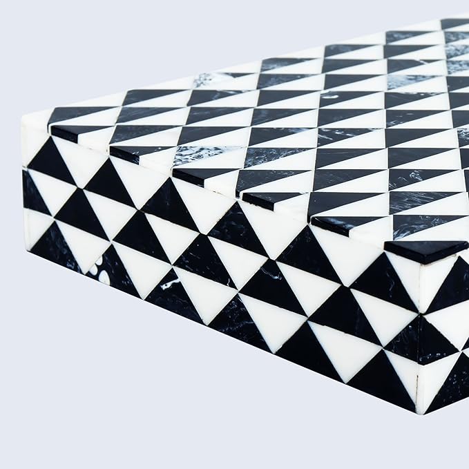 Handicrafts Home Handmade Marquet Prism Collection Decorative Jewelry Box Organizer – Keepsakes, Trinkets, and Home Decor – Antique Coffee Table Storage, Memory Box, Farmhouse Style Decor, 6x8x1.5