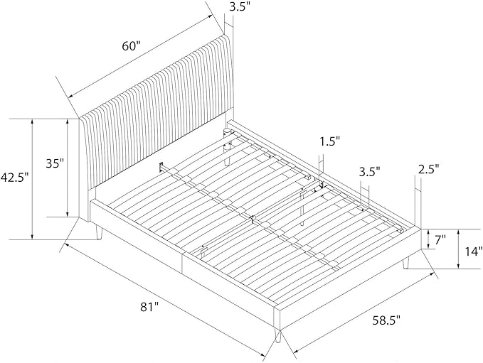 Mr. Kate Daphne Upholstered Bed with Vertical Channel Tufted Headboard, Full, Olive Green Velvet