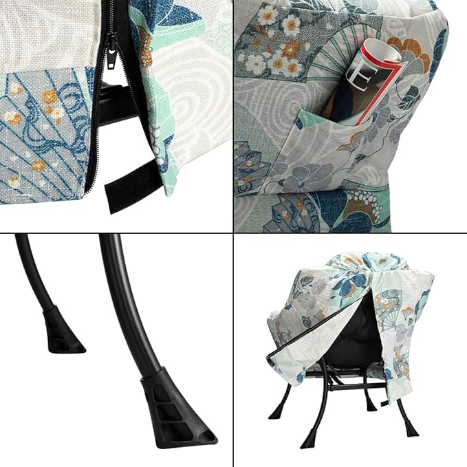 HollyHOME Modern Fabric Large Lazy Chair, Accent Oversized Comfy Reading Chair, Thick Padded Cozy Lounge Chair with Armrest, Steel Frame Leisure Sofa Chair for Living Room, Bedroom, Dorm, Fan Print