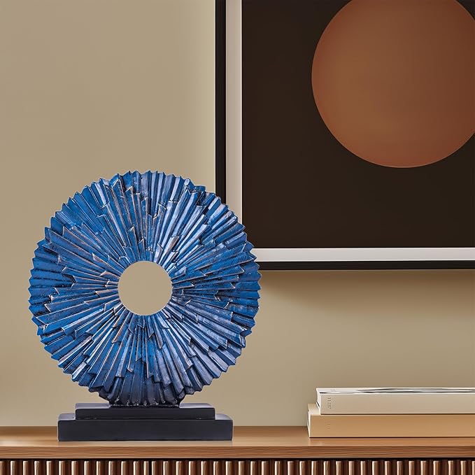 XMGZQ Modern Abstract Art Resin Statue Home Decoration,Navy Blue Gold Home Decor Accents,Ornaments for Living Room Dining Office Cabinet Shelves Table Top Center Pieces,Above Kitchen Cabinet Decor