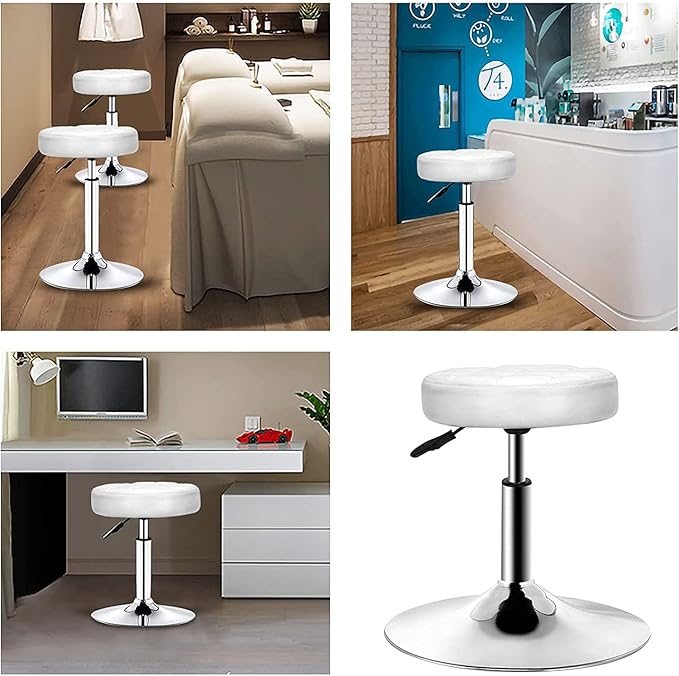 QiCheng&LYS Adjustable Height Sit Stand Round Office Stool Chair for Office Home Kitchen Wheelless Beauty Slip Stool (White)
