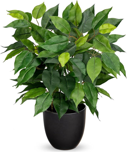 Fake Plant 15.7" Artificial Plants Indoor Small Ficus Potted Plants Silk Plants Faux Topiary Plant for Home Bathroom Bedroom Dining Room Kitchen Window Shelf Desk Centerpieces Tabletop Decor