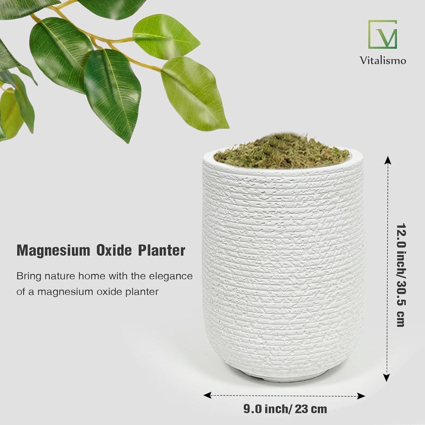 Ficus Tree Artificial with 3 Trunks, 6ft Fake Ficus Tree in White Magnesium Pot, Tall Artificial Tree Potted Plant for Indoor Outdoor Home Office Living Room Patio Bedroom Decor