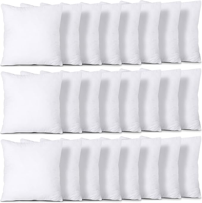 Utopia Bedding Throw Pillows (Set of 24, White), 16 x 16 Inches Pillows for Sofa, Bed and Couch Decorative Stuffer Pillow