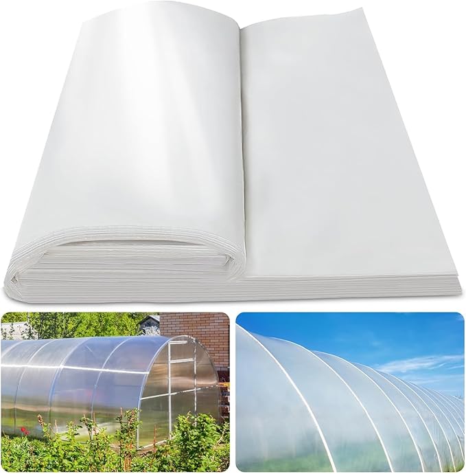 12x50 Ft Clear Greenhouse Film Plastic Sheeting, Greenhouse Polyethylene Plastic Film 6 mil Thickness Replacement Cover, UV Resistant, Plant Covers Freeze Protection for Windproof Frost& Dust Proof