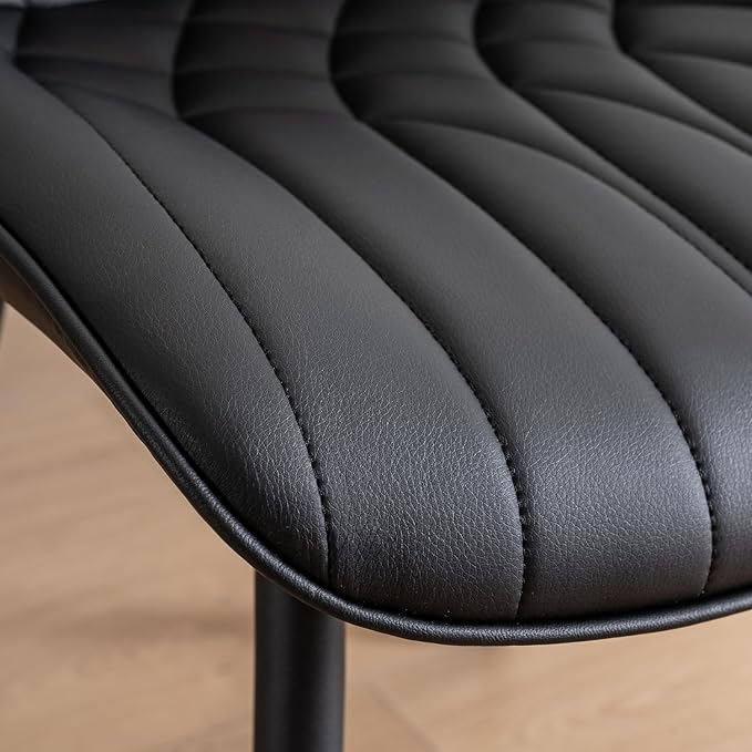 YOUNUOKE Black Dining Chairs Set of 2 Modern Upholstered Kitchen Chair Comfortable PU Leather Dinner Chairs for Kitchen Dinning Room