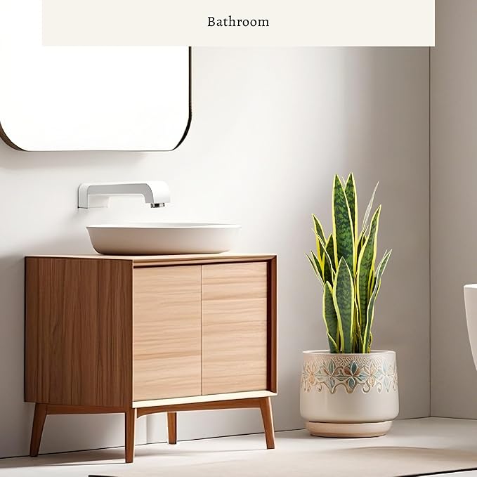 KOL 25.6’’ 2-Pack Artificial Snake Plant, Mother in Law Tongue Plants, 2ft Fake Sansevieria Indoor, 32 Realistic Leaves in Pot, Home Office Hotel Garden Corner Decor, Yellow