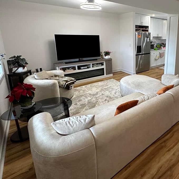 Acanva Luxury Modern Tight Curved Back Velvet Sofa, Minimalist Style Comfy Couch for Living Room Apartment Reception Space, Cream Single Chair