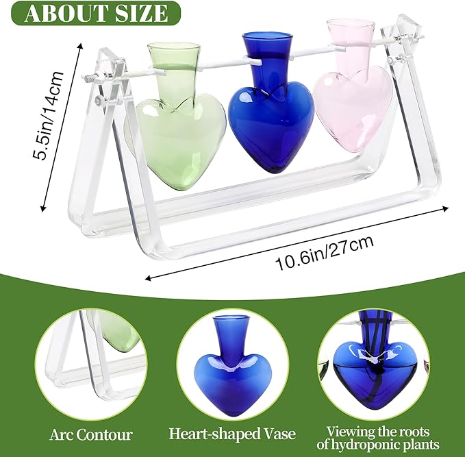 Clear Plant Terrarium Propagation Stations with Acrylic Stand Birthday Gifts for Women Office Home Decor