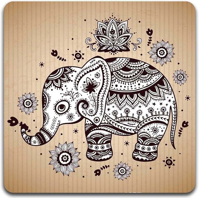 Personality Elephant Square Coaster Set - Made of Recycled Rubber - Set of 4