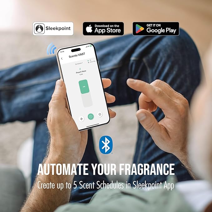 Airversa Smart Scent Air Machine with 400mL Capacity Up to 2000 sq ft Waterless Diffuser for Essential Oils for Home and Commercial Spaces, Aromatherapy Scent Diffuser for Large Rooms, White ANA