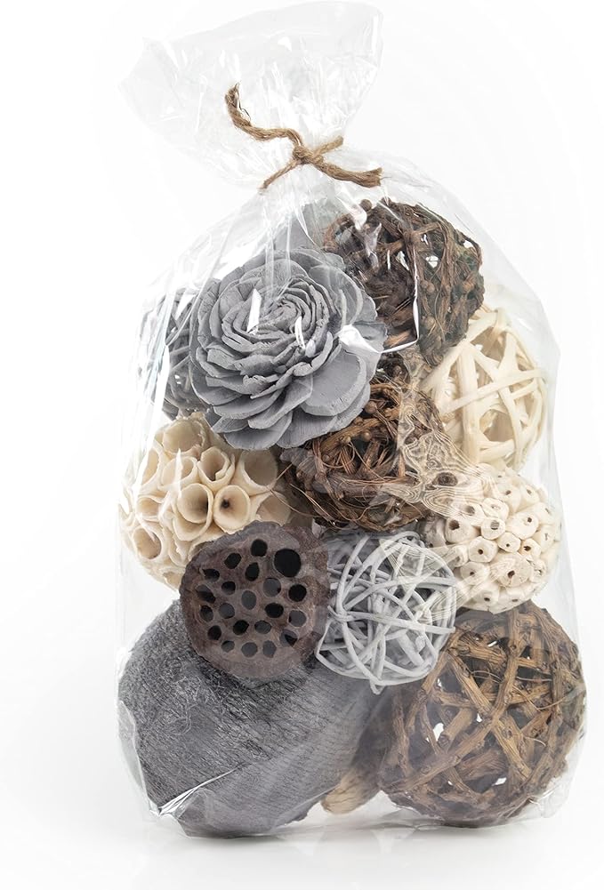 Natural Tones Vase & Bowl Fillers | Floral & Decorative Balls Home Decor (Grey Rose)
