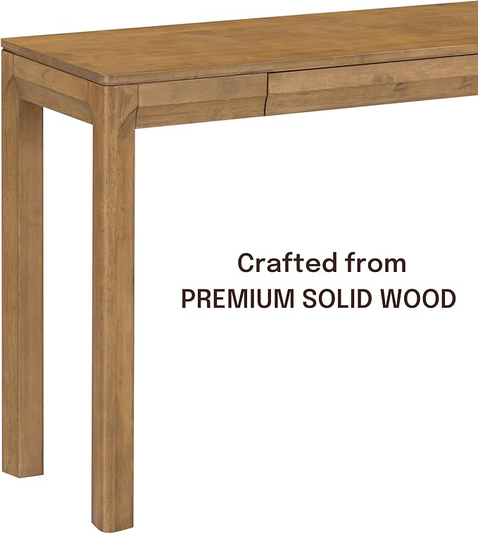 NTC Flow Modern Wooden Rectangle Console Table with Hidden Drawer – Waterproof & Heat Resistant, Teak Look