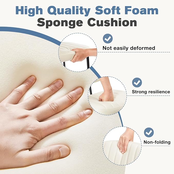 DUMOS Dining Chairs Set of 4, Upholstered Mid-Century PU Leather Accent Chair with Backrest and Metal Legs for Kitchen, Living Room, White