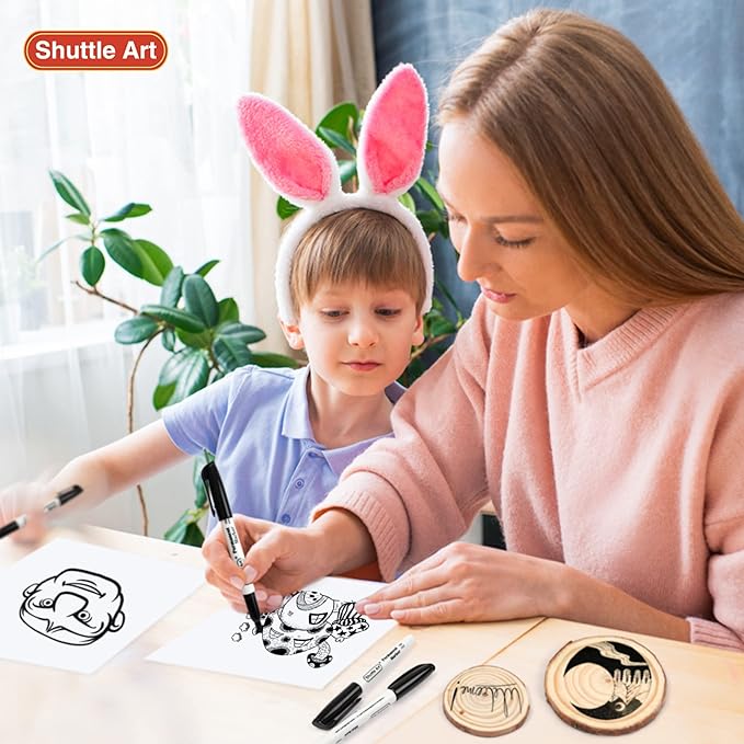 Shuttle Art 100 Pack Black Permanent Markers, Fine Point Permanent Marker Pens Set Perfect on Plastic, Wood, Stone, Metal and Glass for Doodling, Writing, Marking, Office School Supplies