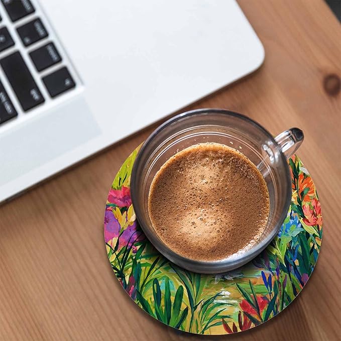 Oil Beautiful Bloom Round Coaster for Home Coffee Table Colorful Flowers Bouquet Floral Elegance Farmhouse Drink Coasters 100% Diatomite 4''X 4''X 0.35'' Printed Pattern