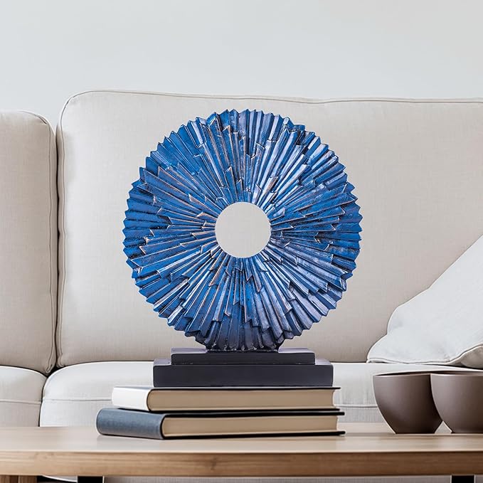 XMGZQ Modern Abstract Art Resin Statue Home Decoration,Navy Blue Gold Home Decor Accents,Ornaments for Living Room Dining Office Cabinet Shelves Table Top Center Pieces,Above Kitchen Cabinet Decor