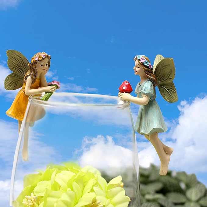 Garden Miniatures Fairies Mini Garden Figurine Set Fairies Statues Without a Stick for Outdoor Garden Yard Lawn Home Decor Lovely Resin Fairy Angel Accessories (5 Pieces)