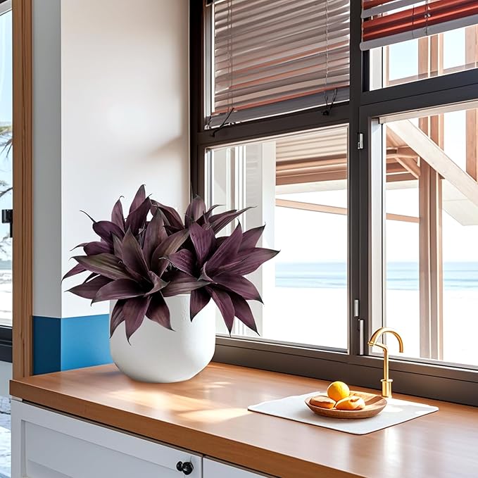 Fake Plants Artificial Agave Plants Indoor，UV Resistant Fake Agave Planters Outdoor Decorating Artificial Plants for Outdoors Decor Agave (2Pack,12.6'Purple) Spring Decorations for Home