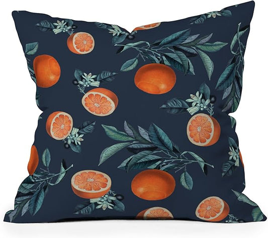 Society6 Lemon and Leaf Pattern VI Throw Pillow Insert-Home Decor by Burcu Korkmazyurek, 18" x 18"