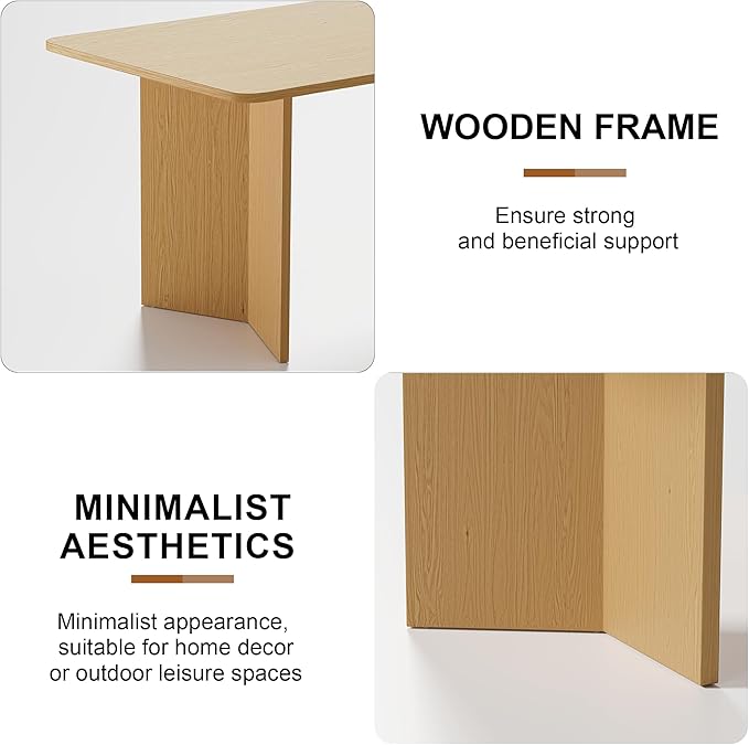 Casaphoria 67" Dining Table for 6, Wood Kitchen Table with Scratch-Resistant Top & V-Shaped Base, Modern Farmhouse Rectangular Dining Table for Living Room, Kitchen, Easy Assembly, Natural Wood