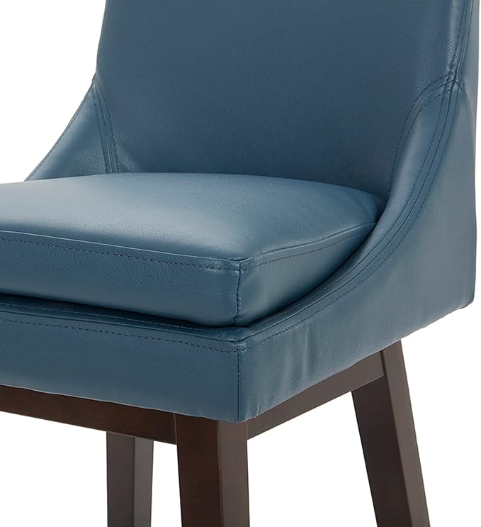 CHITA Counter Height Swivel Bar Stools Set of 4, FSC Certified Upholstered Faux Leather Barstool Chairs with Back, 26.8" H Seat Height, PU Leather in Dark Blue