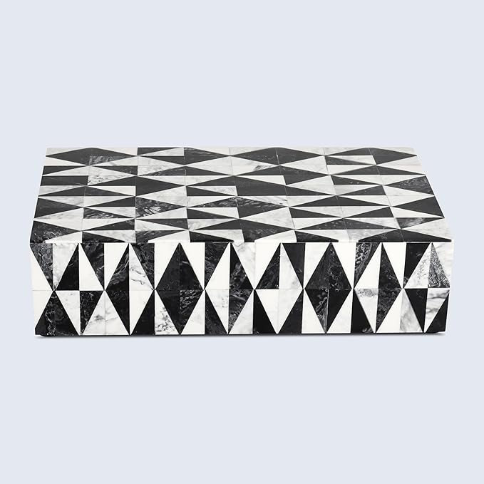 Handicrafts Home Handmade Harlequin Collection Decorative Jewelry Box Organizer – Keepsakes, Trinkets, and Home Decor – Antique Coffee Table Storage, Memory Box, Farmhouse Style Decor, 10x6x2.5