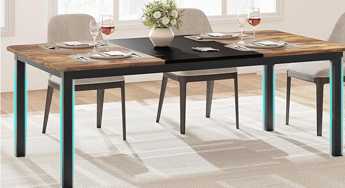 GAOMON 78.7 Inch Long Kitchen Table for 6-8, Dining Room Table for Kitchen Living Room, Large Rectangular Dinner Tables, Industrial Indoor Restaurant Tables with Sturdy Metal Frame(Only Table)