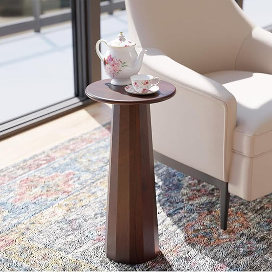 Relso Enteka Solid Mango Wood End Table – 24" Tall Accent Side Table with Walnut Finish | Handcrafted Coffee Table, No Assembly Required | Perfect for Modern Living Rooms, Farmhouses, Small Spaces