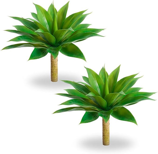 Artificial Agave Faux Agave Fake Greenery 18In Outdoor Artificial Plant Fake Plant for Indoor Home Decoration Plastic Plant Outdoor Decoration Front Porch Decor Simulation Tree 2Pack(Green)