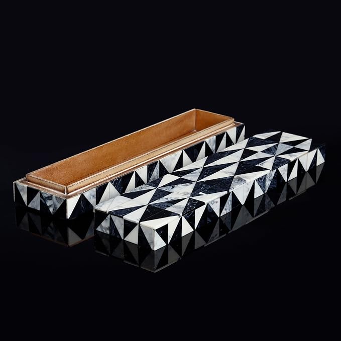 Handicrafts Home Handmade Harlequin Collection Decorative Jewelry Box Organizer – Keepsakes, Trinkets, and Home Decor – Antique Coffee Table Storage, Memory Box, Farmhouse Style Decor, 10x2.5x1.5